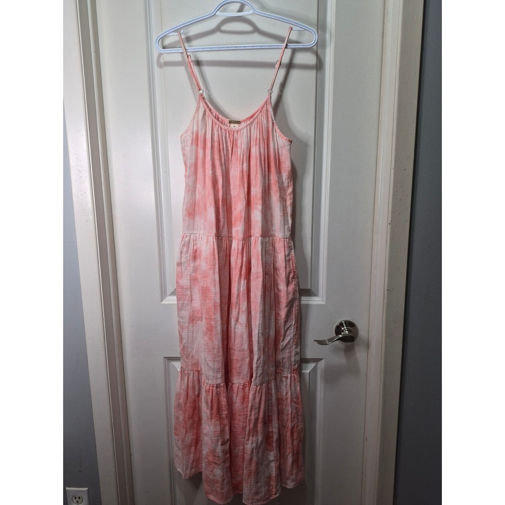 Magaschoni Pink Tie Dye Organic Cotton Tiered Maxi Dress Medium